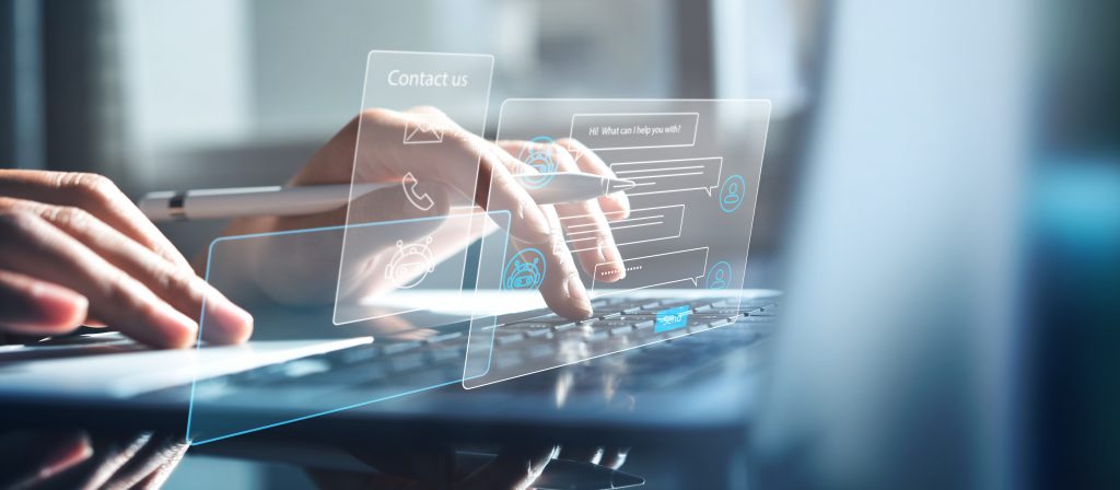 Person using an AI chat assistant on a tablet