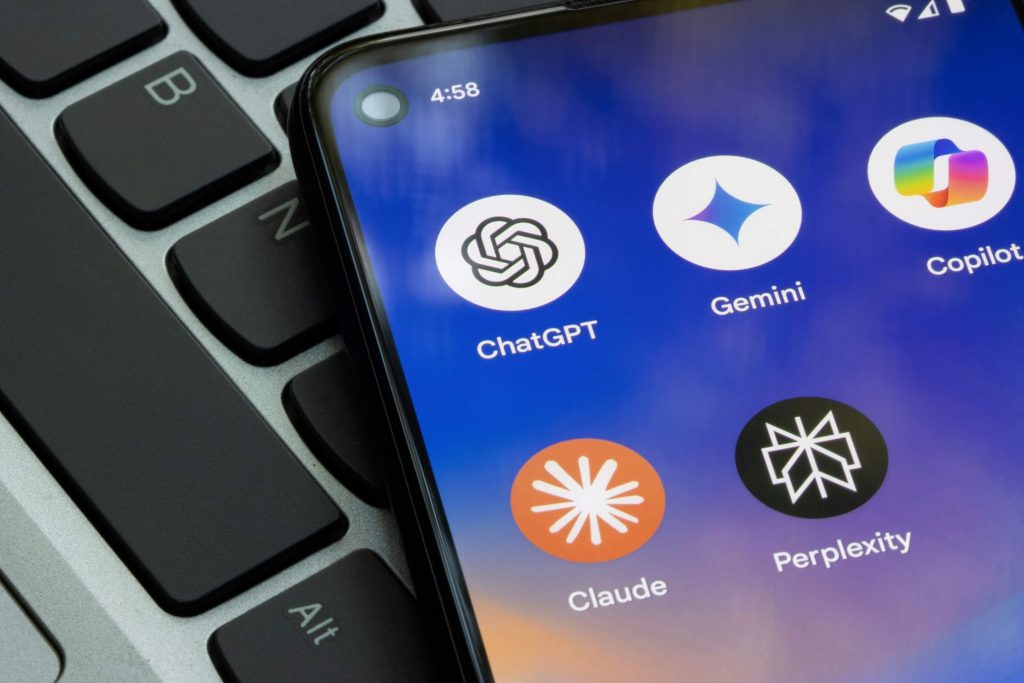 Smartphone showing AI assistant apps